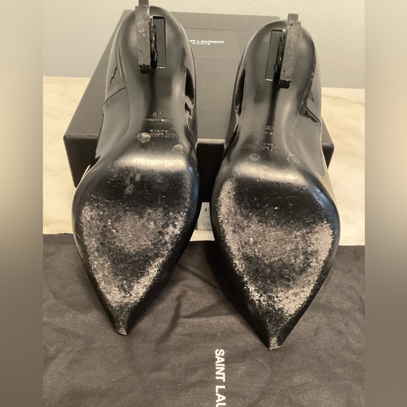 100% Authentic YSL “Opyum” Point Toe Black Patent Leather Logo Pumps - Picture 5 of 10